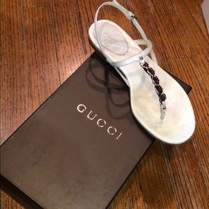 White leather Gucci Sandals. Size 7